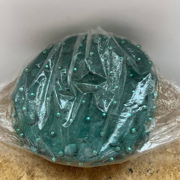 Vintage Hunter Women's Green Pillbox Hats Size W9xH2 w/ Button Studded and Lace - Picture 12 of 13